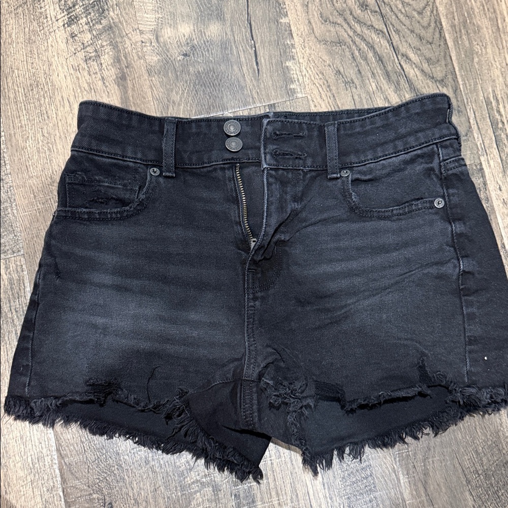American Eagle Outfitters Black Distressed  Mom Jean Shorts